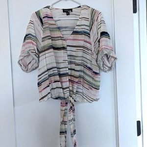 Fifteen Twenty Short Sleeve Snap Tie Blouse